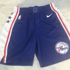 Men’s Nike Philadelphia 76ers basketball shorts. Size 38.  Blue / White / Red.